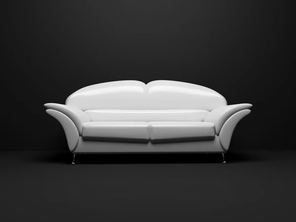 Sofá branco no fundo preto — Fotografia de Stock