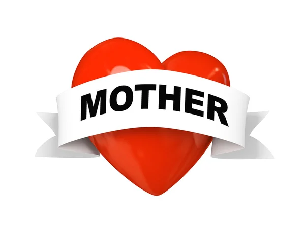 Coração de Valentim com etiqueta mãe — Fotografia de Stock