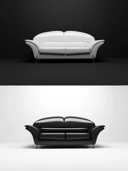 Zwart-wit sofa — Stockfoto