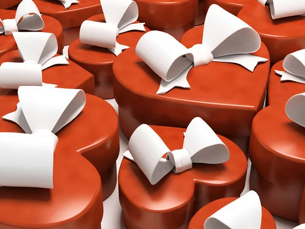 Many gift boxes-sweethearts — Stock Photo, Image