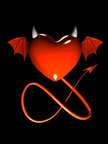 Diabo-coração-vermelho — Fotografia de Stock