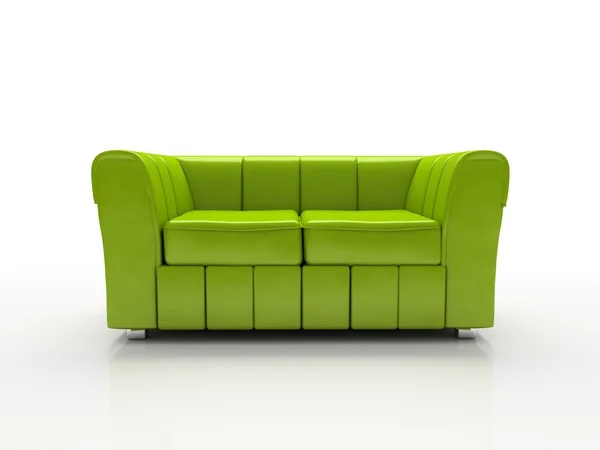 Sofá verde no fundo branco — Fotografia de Stock