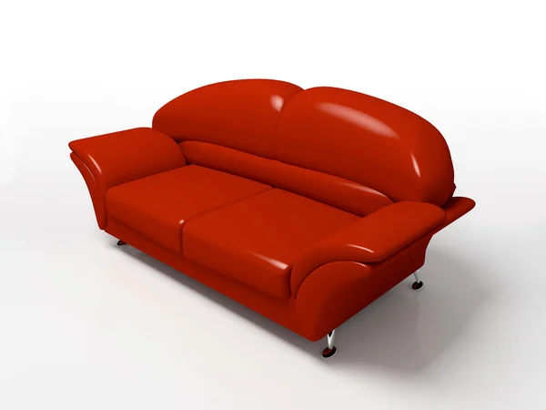 白い背景に隔離された赤いソファ — ストック写真