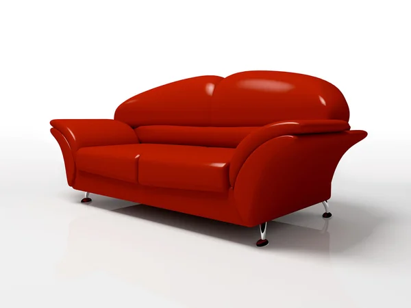 Sofá rojo aislado sobre fondo blanco — Foto de Stock