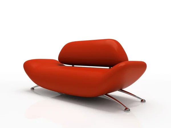 Sofá vermelho no fundo branco — Fotografia de Stock