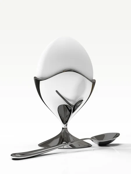 Metalik kürsüye yumurta — Stok fotoğraf