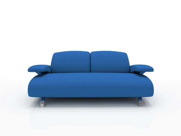 Sofá moderno azul no fundo branco — Fotografia de Stock