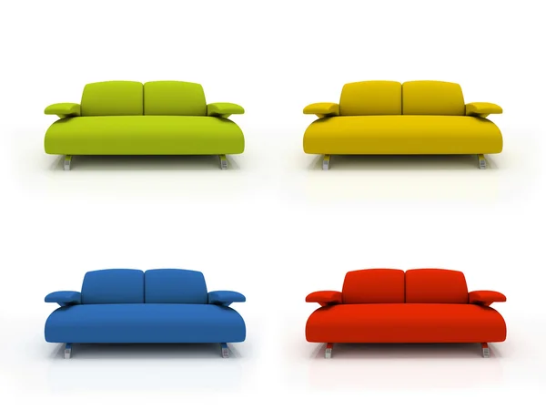 Kolorowe, nowoczesne sofy — Zdjęcie stockowe
