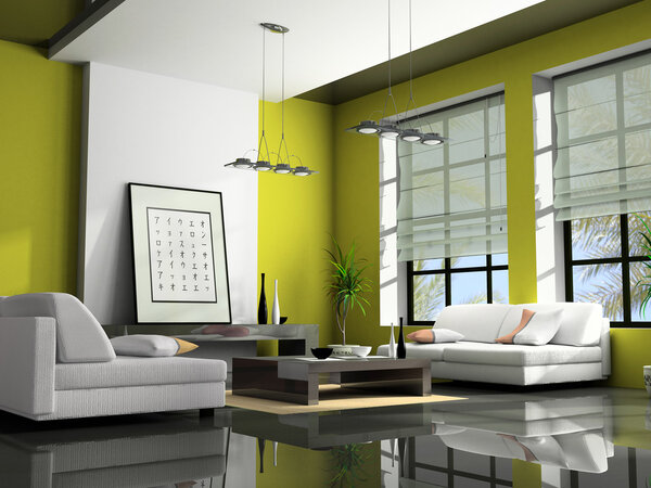 Home interior with sofas