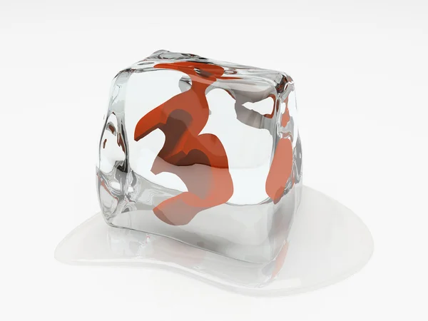 Zahl drei n Eiswürfel 3D-Darstellung — Stockfoto