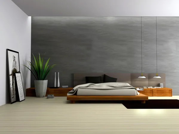 Wnętrza nowoczesnej sypialni — Zdjęcie stockowe
