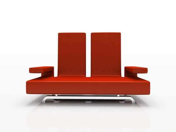 Κόκκινος καναπές σε λευκό φόντο — Φωτογραφία Αρχείου