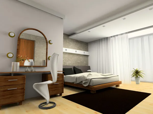 Interiör i modernt sovrum — Stockfoto