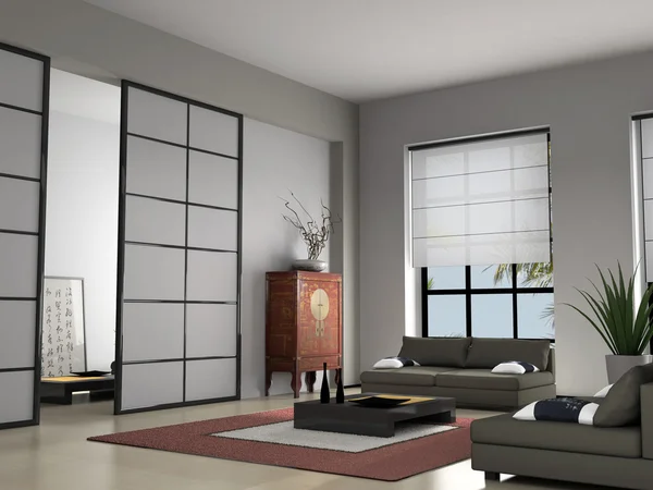 Interior da casa com mobiliário chinês — Fotografia de Stock