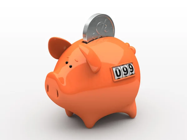 오렌지 돼지 은행-카운터 — 스톡 사진
