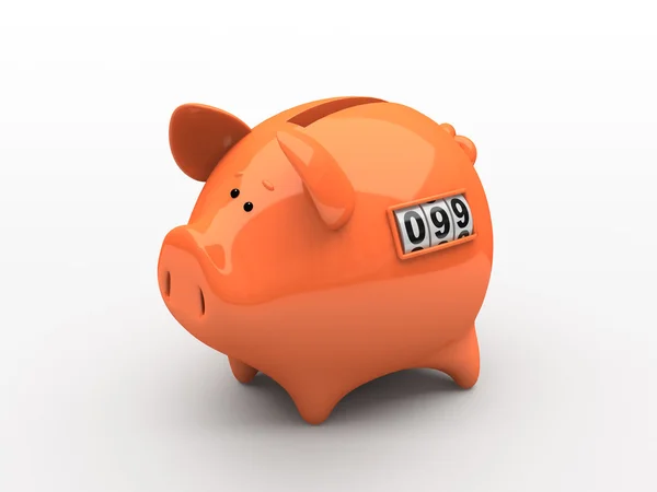 오렌지 돼지 은행-카운터 — 스톡 사진