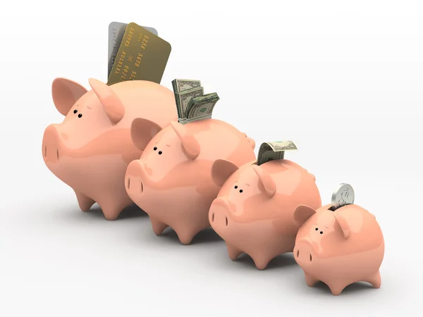 Four pink piggy banks — Stock Photo, Image
