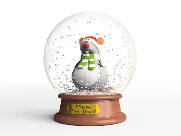 Mouse în zăpadă glob — Fotografie, imagine de stoc