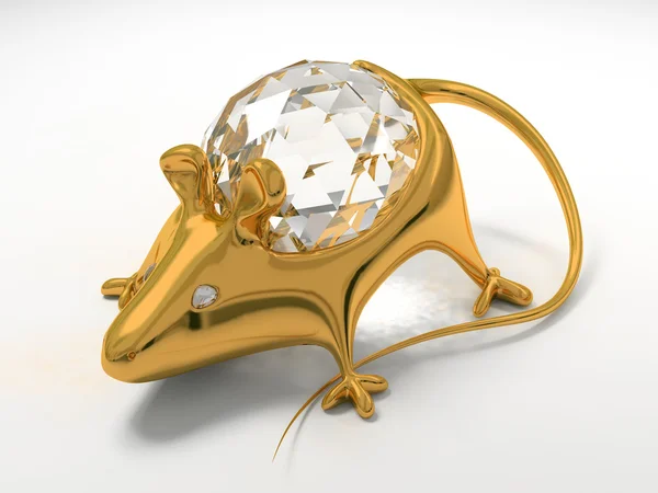 Gold jewelry decoration mouse — Stock Photo, Image