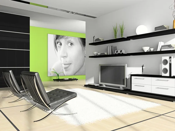 Domácí interiér 3d vykreslování — Stock fotografie