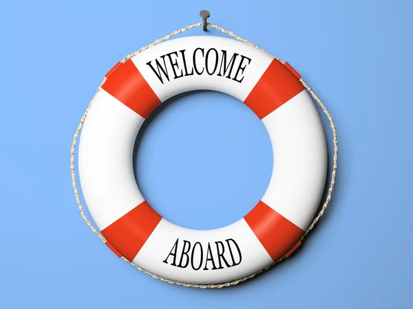 Red and white life buoy — Stock Photo, Image