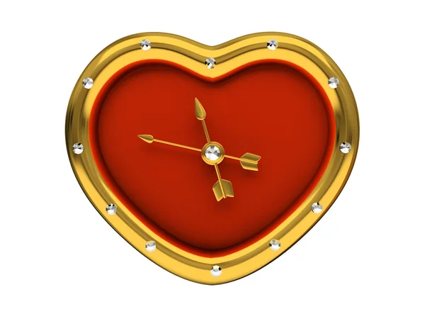 Czerwony zegar serce — Zdjęcie stockowe