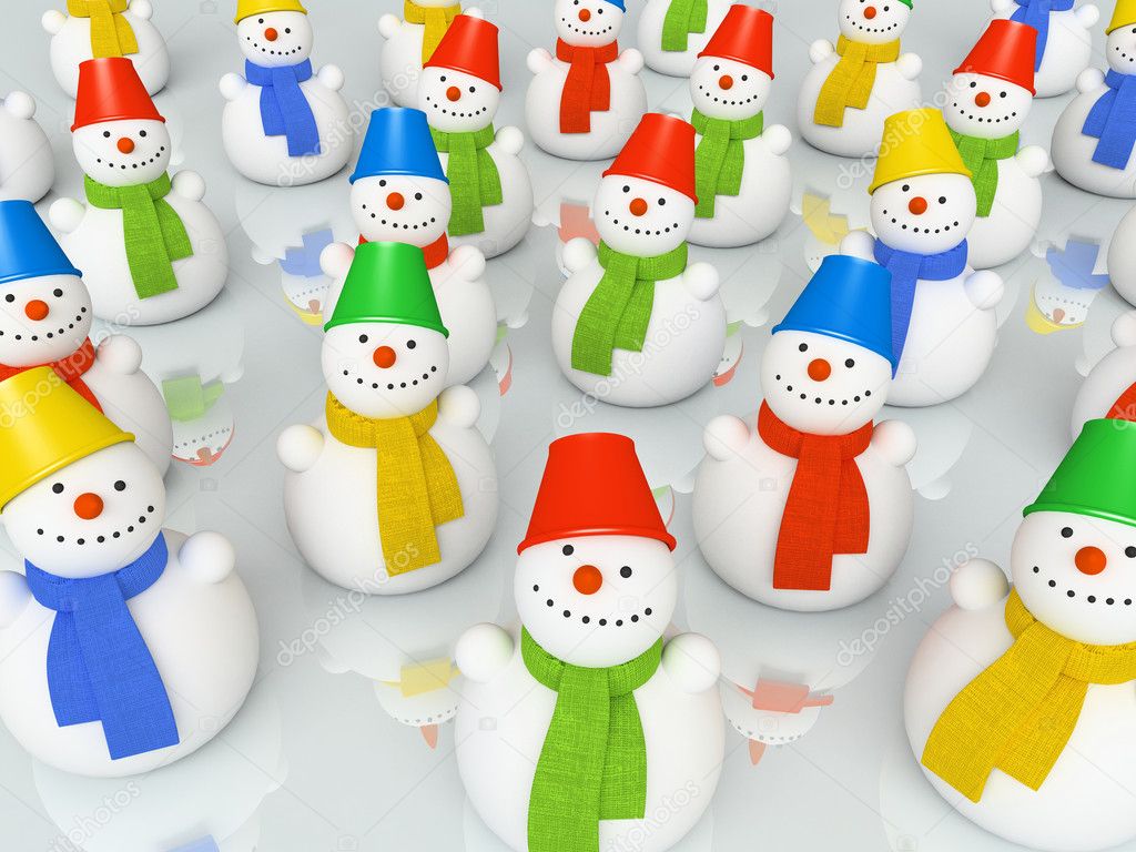 Colourful christmas snowmans