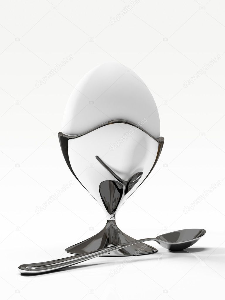 Egg on metallic stand