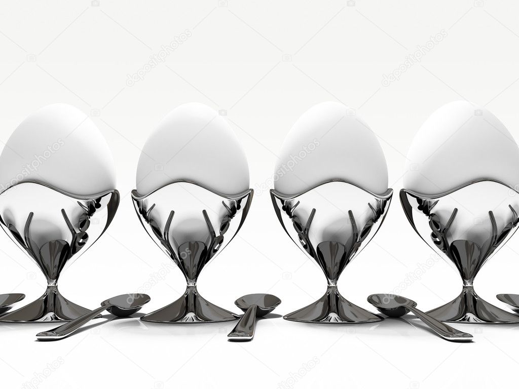 Egg on metallic stand