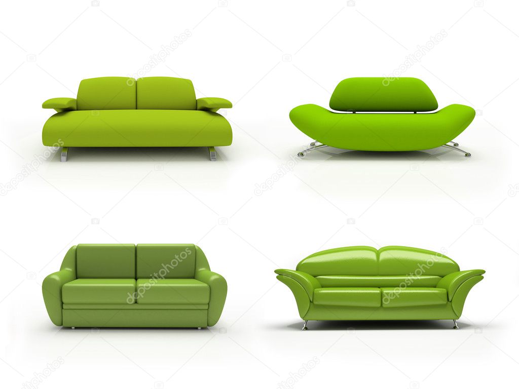 Green four modern sofas