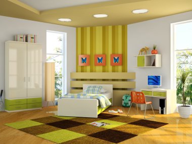 Modern interior of the childroom clipart