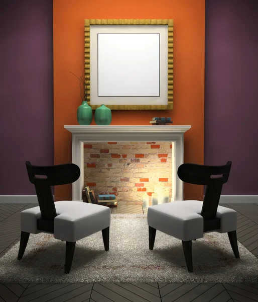Part of the modern interior with two chairs — Stock Photo, Image