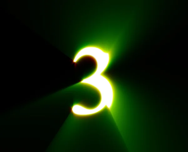 Three,3,shine, green — Stock Photo, Image
