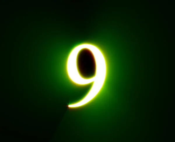 9, Nueve, brillo, verde — Foto de Stock