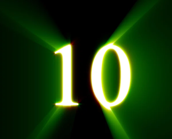10, TEN, brillare, verde — Foto Stock