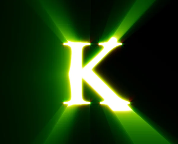 K, leuchten, grün — Stockfoto