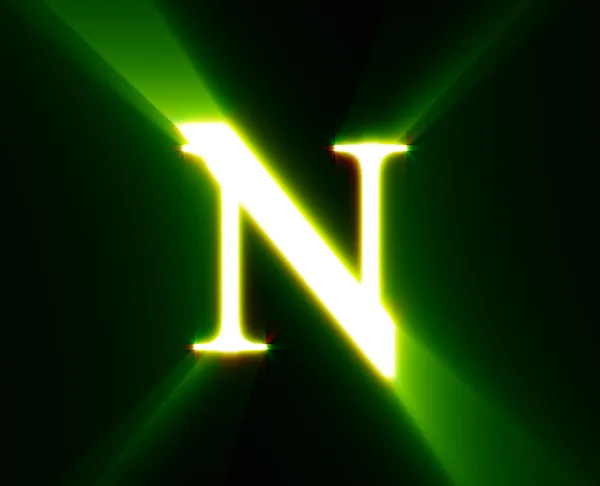 N, brillo, verde — Foto de Stock