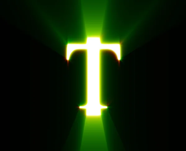 T, brillo, verde — Foto de Stock
