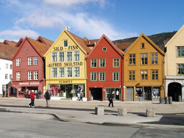 Дома в Bryggen Bergen — стоковое фото