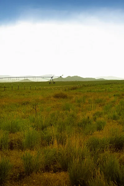 Ирригационная система в поле — стоковое фото