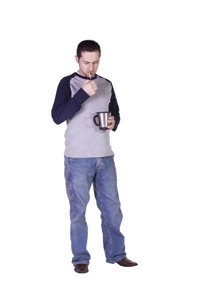 Mediterrâneo Homem Fumar e Beber — Fotografia de Stock