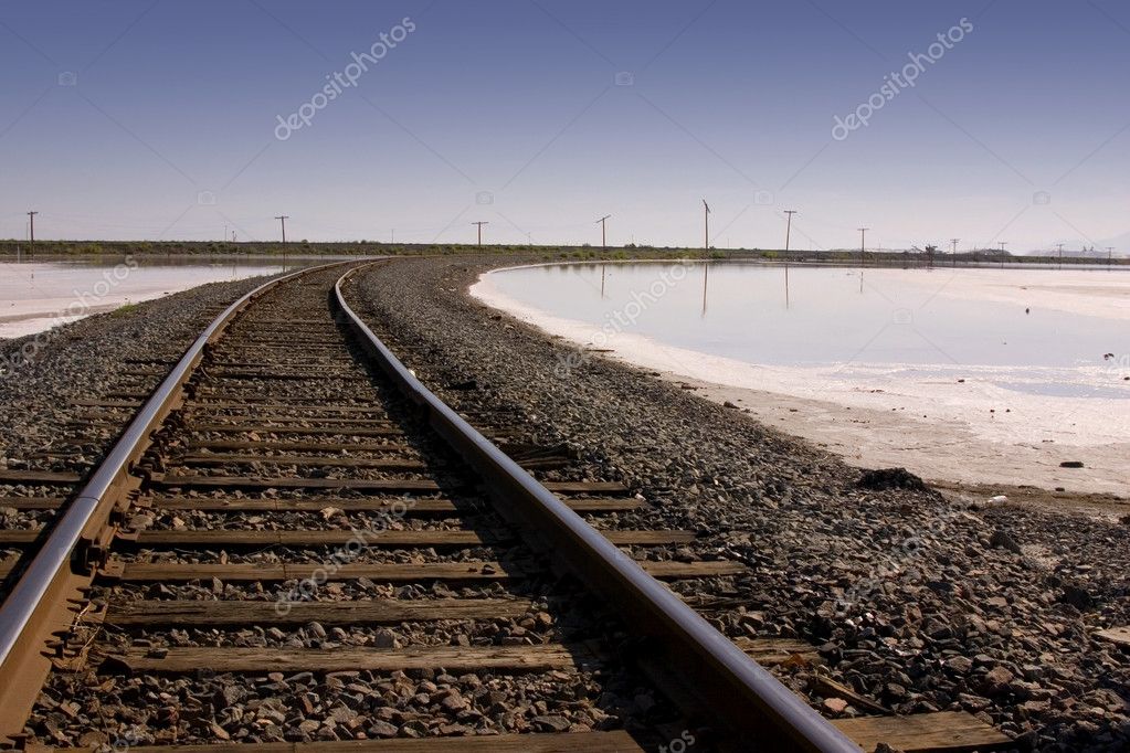 Railroad Tracks by Salt Lake Stock Photo by ©mdilsiz 2714868