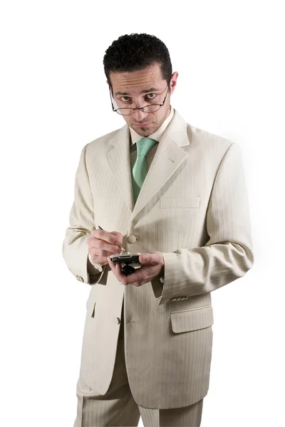 Businessman with PDA looking — Stock Photo, Image
