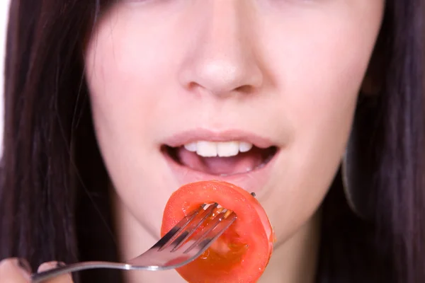 stock image Close up on a Girl Eating Salad
