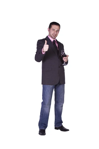 Uomo d'affari che festeggia con un bicchiere — Foto Stock