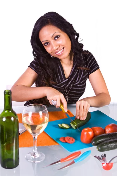 Beautiful Girl Preparing Food — Stock Photo, Image