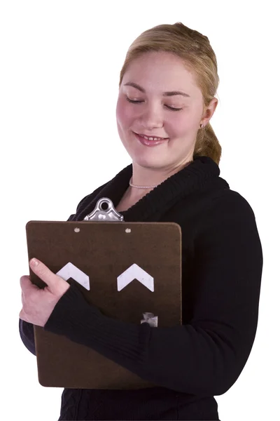 Mooi meisje met een Klembord — Stockfoto