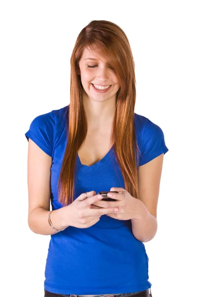 Mooi meisje texting — Stockfoto