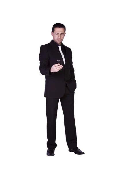 Geschäftsmann beim SMS-Schreiben auf seinem Handy — Stockfoto