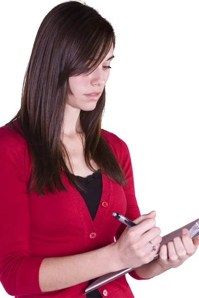 Beautiful Girl With a Clipboard — Stock Photo, Image